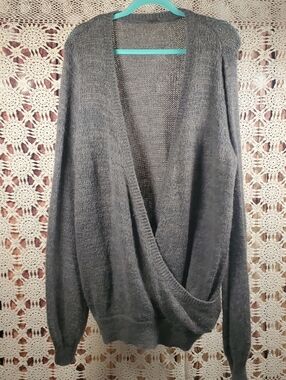 Free People Oversized Open-Front Gray Knit Sweater